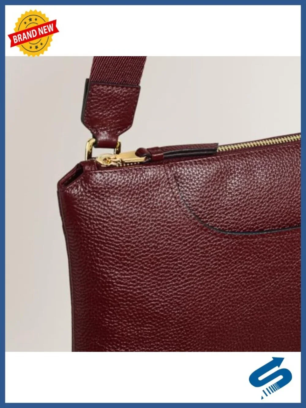 Medium Leather Ziptop Crossbody Bag with Adjustable Strap